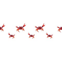 Obraz premium Seamless vector pattern. Red crab, on a white background. Vector graphics.