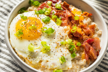 Healthy Homemade Savory Oatmeal Breakfast Bowl