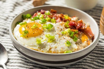 Healthy Homemade Savory Oatmeal Breakfast Bowl