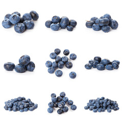 Group of fresh blueberries isolated on white background . full depth of field