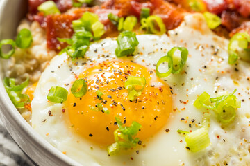 Healthy Homemade Savory Oatmeal Breakfast Bowl