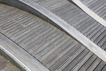 Close up shot of curved board walk for skate boarding - Powered by Adobe