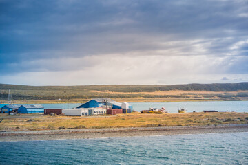 Tierra del Fuego coast landscape at Porvenir, Patagonia - Chile.