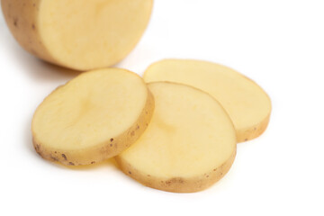 Isolated potatoes. raw slice potato vegetables isolated on white background