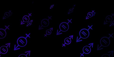 Dark Purple vector pattern with feminism elements.