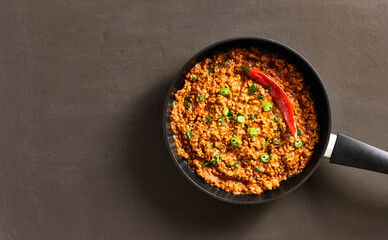 Keema curry in frying pan