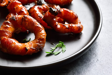 Bacon wrapped onion rings