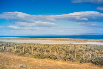 Fototapeta na wymiar Tierra del Fuego coast landscape at Patagonia.