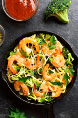 Shrimp and broccoli pasta