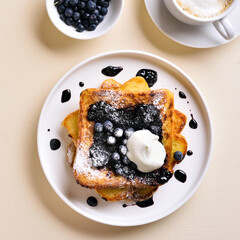 French toasts with blueberry sauce