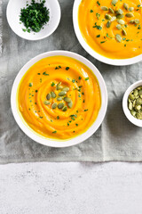 Pumpkin puree in bowls
