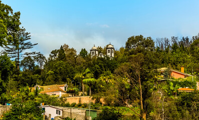 Fototapeta na wymiar A view towards the Saint Maria church above Funchal, Madeira