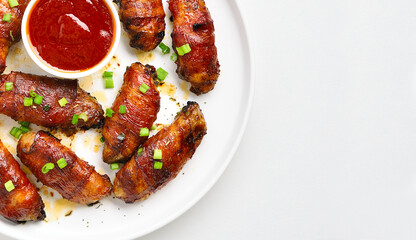 Bacon wrapped grilled chicken wings