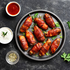Bacon wrapped grilled chicken wings