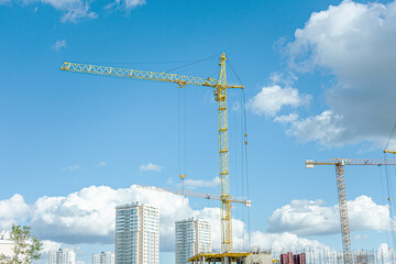 Construction of an apartment building, blue sky