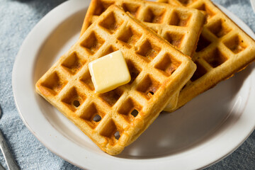 Homemade Warm Belgian Waffles for Breakfast