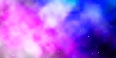 Obraz premium Light Pink, Blue vector background with small and big stars.