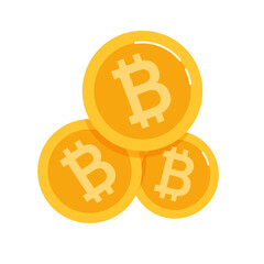 Bitcoin coins. Blockchain technologies, bitcoins, altcoins, finance, digital money market, cryptocurrency. Vector illustration on a white background. .flat style
