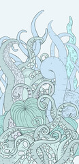 Naklejka premium Creative tentacles background art