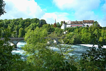 Fototapeta na wymiar Switzerland-view of the Rhine Falls and the Laufen Castle