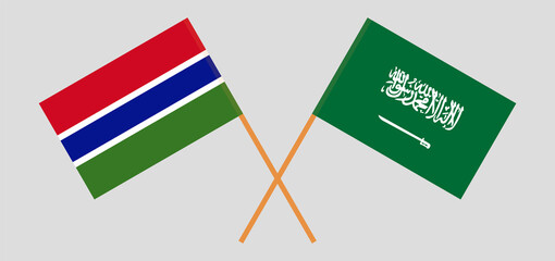 Crossed flags of the Kingdom of Saudi Arabia and the Gambia