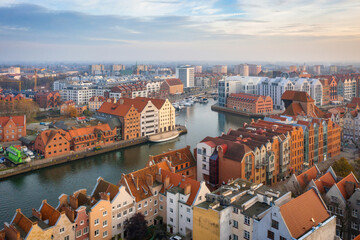 Amazing cityscape of Gdansk over Motlawa river at sunset, Poland © Patryk Kosmider