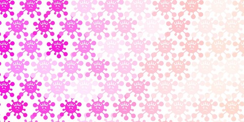 Light Pink vector background with covid-19 symbols.