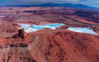 Aerial View Texas Gulf Potash Pond, Canyonlands National Park, Utah, Usa, America