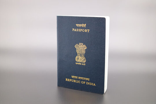 Drammen, Norway - November 20 2020: Indian passport on gradient background. Republic of India.