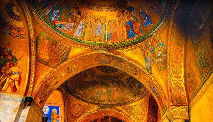 Fototapeta na wymiar Saint Mark's Basilica Golden Mosaics Venice Italy