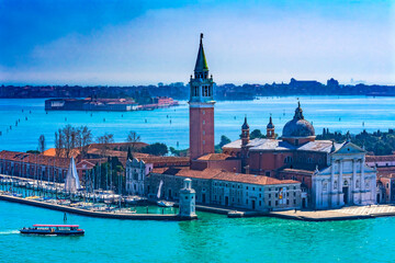 San Giorgio Maggiore Church Island Grand Canal Boats Venice Italy