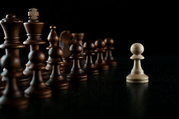 one against many in chess concept. business competition concept. 