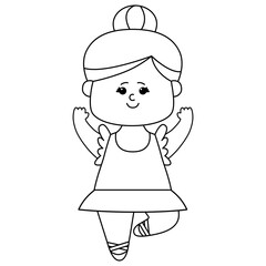 Black silhouette of a ballerina isolated on white background. Flat design for poster or t-shirt. Vector illustration