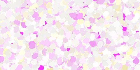 Light pink, yellow vector texture with memphis shapes.