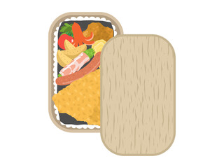 アジフライの海苔弁当のイラスト