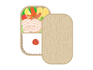 チャーシュー弁当のイラスト