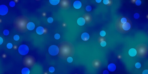 Light BLUE vector background with circles, stars.
