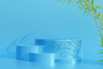 Fototapeta na wymiar Blue Podium minimal abstract background for cosmetic product presentation, Abstract geometric shape