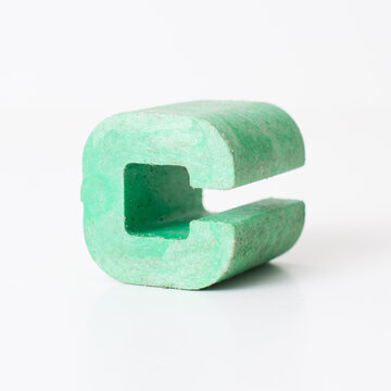 Green Plastic Letter C Block, Vintage 3D Alphabet Toy