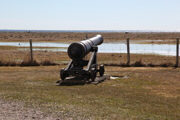 Degerhamn / Sweden - April 20 2013: Old cannon placed at the south tip of island Oeland (Öland) in south-east of Sweden