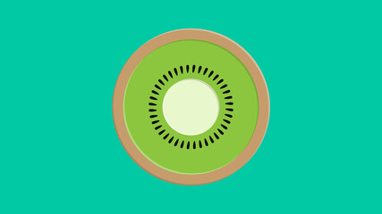Kiwi fruit, kiwifruit or Chinese gooseberry half cross section flat color vector icon for food apps and websites