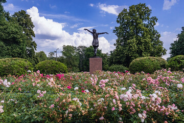 Sculpture of dancing girl in Skaryszewski Park - monumental park in the Praga Poludnie district of...