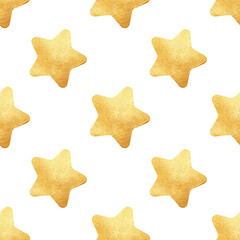 Golden stars on white background, Seamless pattern for wallpaper, wrapping, scrapbooking
