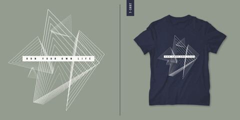 Geometric abstract t-shirt vector design, poster, print, template