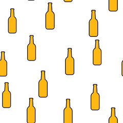 Seamless pattern of simple abstract alcoholic beer glass bottles of crafty intoxicating cold tasty beer icons for bar on white background.  illustration