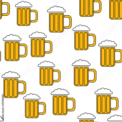 Seamless Pattern Of Simple Abstract Alcoholic Beer Glass Glasses With Handles Of A Hops Headed Cold Tasty Beer Icons Beer For A Bar On A White Background Illustration Wall Mural Bolbik Seamless Pattern Of Simple Abstract Alcoholic Beer Glass Glasses With Handles Of A Hops Headed Cold Tasty Beer Icons Beer For A Bar On A White Background Illustration Wall Mural Bolbik