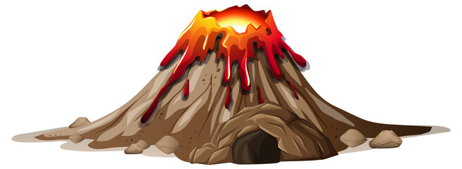 Volcano eruption with cave on transparent background © blueringmedia