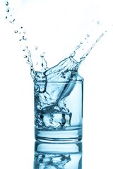 Ice Cube Falling into Glass of Water