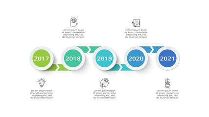 Timeline with 5 elements, infographic template for web, business, presentations, vector illustration.