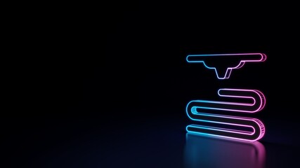3d glowing neon symbol of symbol of 3d printing isolated on black background